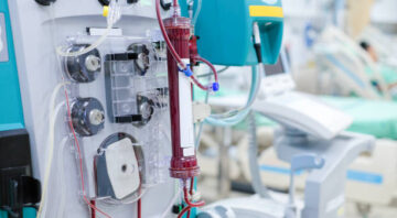 Continuous renal replacement (CRRT) with blood line dialysis set and installation at critical care unit (CCU)